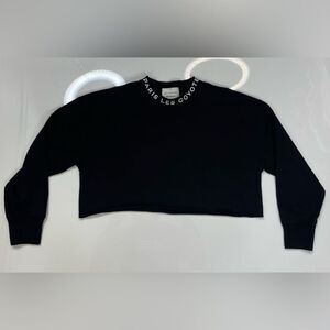 Les Coyotes De Paris Crop Graphic T-shirt Girl Size 8 Black Long Sleeve